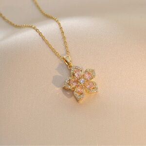 Bauhinia Flower Pendant Necklace 18K Gold Plated Stainless Steel